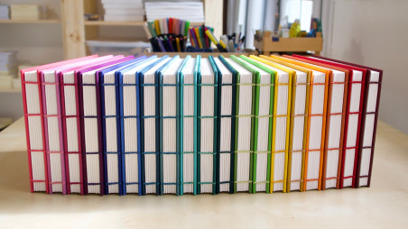 Carnet de croquis A5 paysage personnalisable – reliure copte, fait main