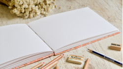 Carnet de croquis A5 paysage personnalisable – reliure copte, fait main