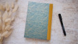 Carnet de notes A5 pages blanches unies - Océan bleu canard or