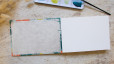 Carnet d’aquarelle découverte 5 papiers - Couverture papier japonais montagnes rivières | L’atelier Reliure