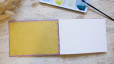 Carnet découverte A5 paysage - Arches 3 grains de papier - Couverture papier lokta rose et jaune| L’atelier Reliure
