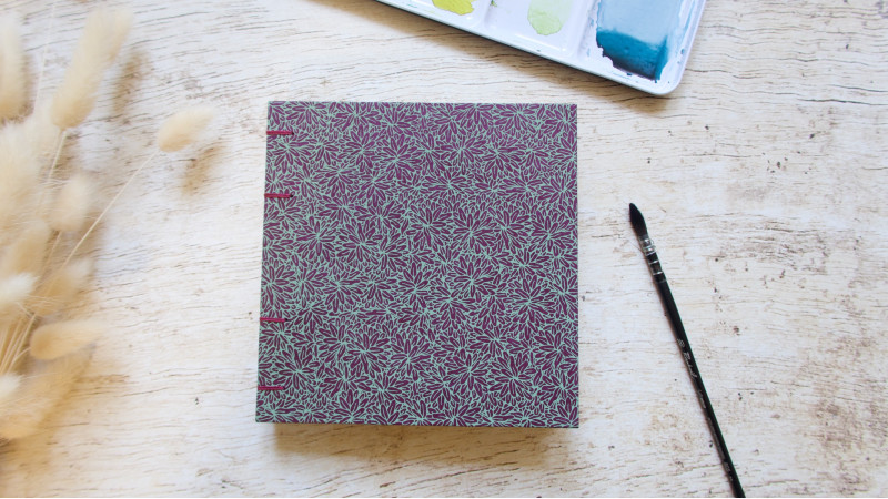 Carnet d’aquarelle carré 15 cm papier Arches couverture papier Lokta Jungle