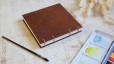 Carnet aquarelle carré 15x15 Fabriano Artistico -Lokta Neo marron | L'atelier Reliure