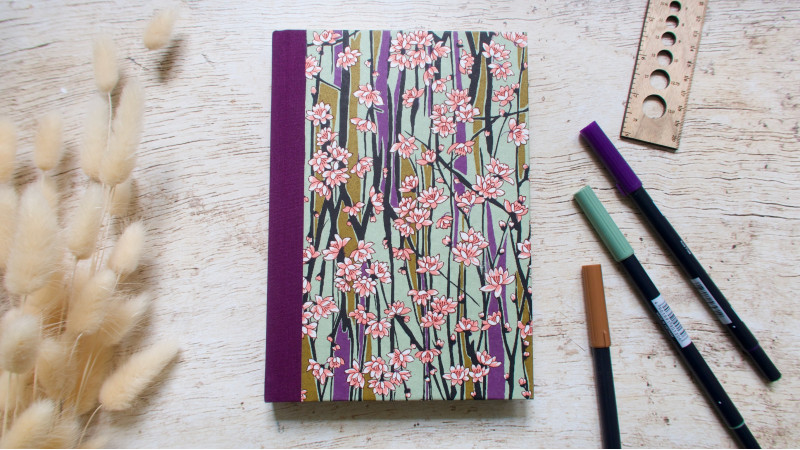 Bullet journal A5 fait main — Carnet à points, papier japonais & toile | L'Atelier Reliure