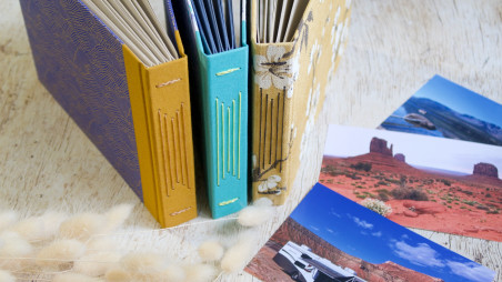 Album photo A5 paysage personnalisable fait main – reliure long stitch