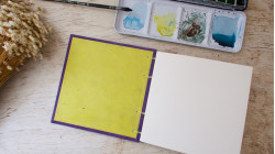 Carnet aquarelle Découverte 5 papiers - format carré 15x15 - Papier Arches - Simili velours violet | L'atelier Reliure