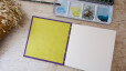 Carnet aquarelle Découverte 5 papiers - format carré 15x15 - Papier Arches - Simili velours violet | L'atelier Reliure