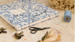 Livre d’or carré personnalisable 25x25 cm – reliure copte, fait main