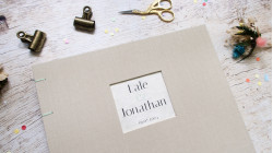 Livre d’or carré personnalisable 25x25 cm – reliure copte, fait main