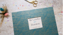 Livre d’or carré personnalisable 25x25 cm – reliure copte, fait main