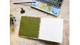 Carnet d’aquarelle carré fait main – Fabriano Artistico grain fin - Japonais feuilles colorées | L’atelier Reliure
