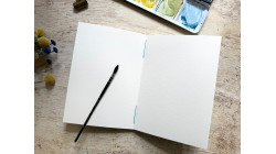 Carnet d'aquarelle A5 portrait - Papier Arches - Japonais Fleurs de cerisier sur jaune | L'atelier Reliure