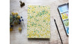 Carnet d'aquarelle A5 portrait papier Arches couverture papier aponais Fleurs de cerisier sur jaune