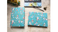 Carnet d'aquarelle format A5 paysage ou portrait papier Arches couverture en papier japonais Fleuri turquoise