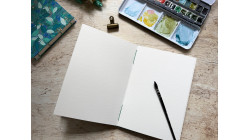 Carnet d’aquarelle A5 portrait ou paysage – Couverture en papier japonais bleu canard motif feuilles