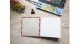 Carnet aquarelle artisanal carré – Arches grain satiné - Lokta rouge | L’atelier Reliure