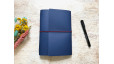 (Re) 🍎 Le carnet rechargeable en cuir de pomme Bleu foncé - format A5 portrait