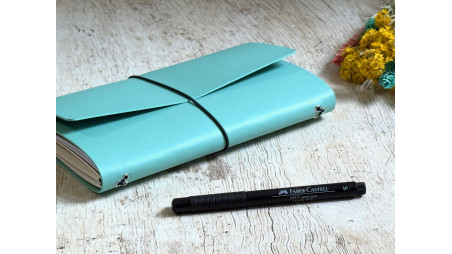 (Re) đ Le carnet rechargeable en cuir de pomme - Menthe - format TN