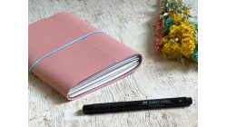 (Re) 🍎 Le carnet rechargeable en cuir de pomme - Rose - format B6 portrait