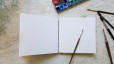 Carnet d'aquarelle carré 15 x 15 cm fait main sur commande avec 40 pages papier Arches grain fin