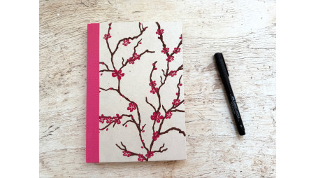 Carnet de notes A5 à lignes - Branches fleurs roses