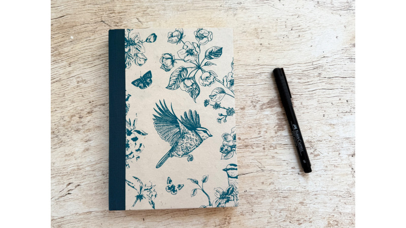Carnet de notes A5 à lignes - Branches fleurs oiseaux