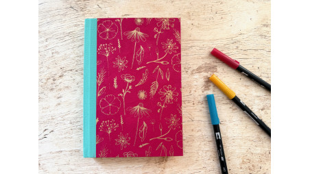 Bullet journal A5 - Fleurs feuilles dorées