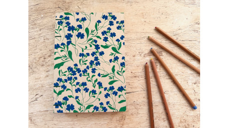Carnet de croquis format A5 portrait - Branches fleurs bleues