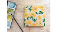 Carnet d'aquarelle carré 15 x 15 cm fait main - Fleurs jaunes