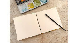 Carnet d'aquarelle carré 15 x 15 cm fait main - Fleurs jaunes