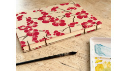 Carnet d'aquarelle format A5 portrait - Fleurs rouges