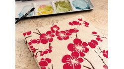 Carnet d'aquarelle format A5 portrait - Fleurs rouges