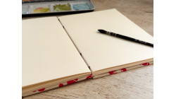 Carnet d'aquarelle format A5 portrait - Fleurs rouges