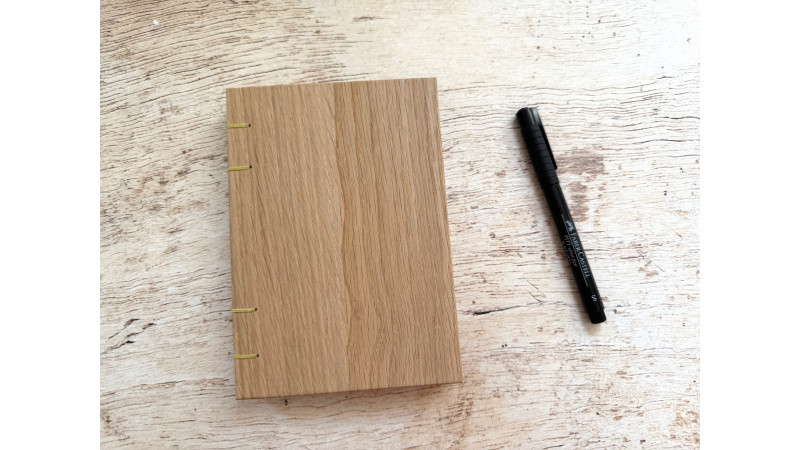Carnet de notes format B6 - Reliure copte - Bois clair