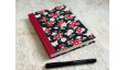 Carnet de notes A5 Tsubaki en papier japonais rouge et noir – collection Yūwa – reliure artisanale L’Atelier Reliure.