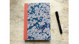 Carnet de notes A5 Fleurs de cerisier en papier japonais bleu – collection Yūwa – carnet artisanal fait main.