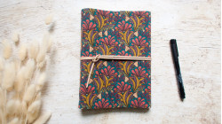 Carnet écriture liège format A5 motif kaléïdoscope reliure artisanale