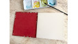 Carnet d’aquarelle carré – couverture en papier japonais Branches en fleurs rouge | L’atelier Reliure