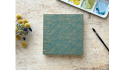 Carnet aquarelle carré Découverte 5 papiers couverture papier japonais bleu canard