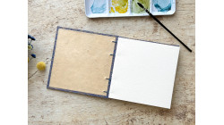 Carnet aquarelle Découverte 5 papiers carré - Testez les marques - Couverture en papier japonais bleu nuit | L'atelier Reliure