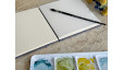Carnet aquarelle Découverte 5 papiers carré - Testez les marques - Couverture en papier japonais bleu nuit | L'atelier Reliure