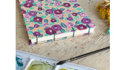 Carnet découverte Arches 3 grains de papier - format A5 paysage - Japonais Camélias saumon violet | L’atelier Reliure