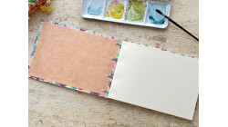 Carnet découverte Arches 3 grains de papier - format A5 paysage - Japonais Camélias saumon violet | L’atelier Reliure