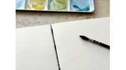 Carnet découverte Arches 3 grains de papier - format A5 paysage - Japonais Camélias saumon violet | L’atelier Reliure