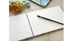 Carnet découverte Arches 3 grains de papier - format A5 paysage - Japonais Camélias saumon violet | L’atelier Reliure