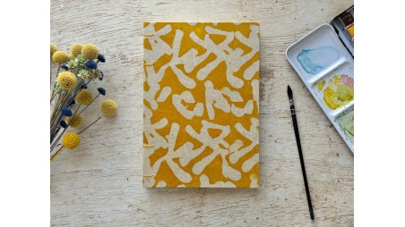 Carnet d'aquarelle A5 portrait Papier Fabriano Artistico couverture en papier lokta Mikado jaune