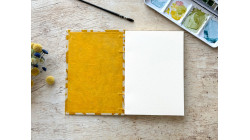Carnet d’aquarelle A5 fait main – Papier Fabriano Artistico - Lokta Mikado jaune | L’atelier Reliure