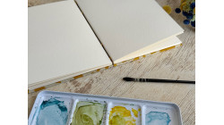 Carnet d’aquarelle A5 fait main – Papier Fabriano Artistico - Lokta Mikado jaune | L’atelier Reliure