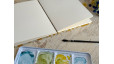 Carnet d’aquarelle A5 fait main – Papier Fabriano Artistico - Lokta Mikado jaune | L’atelier Reliure