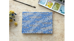 Carnet d'aquarelle A5 paysage papier Arches couverture en papier japonais Fleurs au vent bleu pervenche